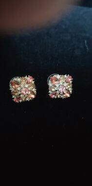 Vintage sparkling pink and clear crystal post earrings